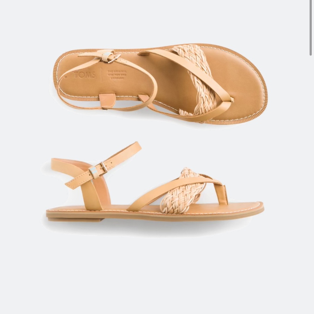 TOMS Tan Sandals with Braided Strap